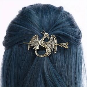Elegant Metallic Gold Copper  Dragon Hair Accessory